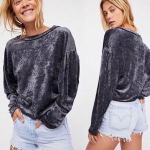 FREE PEOPLE Velvet Long-sleeve Top